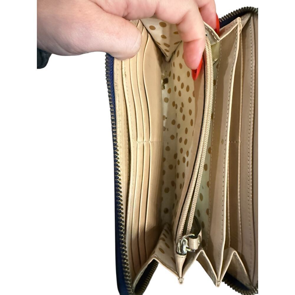 Kate Spade Zip-Around Wallet | Royal Blue Leather Polka Dot Lining - Picture 7 of 7
